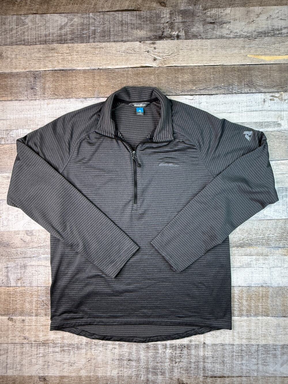Eddie Bauer First Ascent Grid Fleece 1/4 Zip Pullover Shirt Mens M Gray Thermal